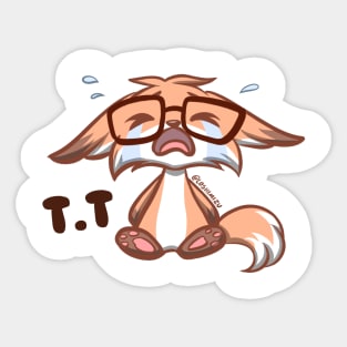 Cute Kawaii Nerd Fox crying TT Sticker